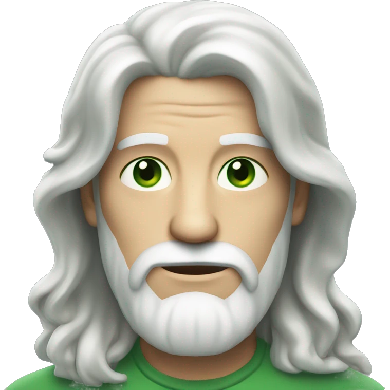 white bearded man with green eyes and long hair emoji