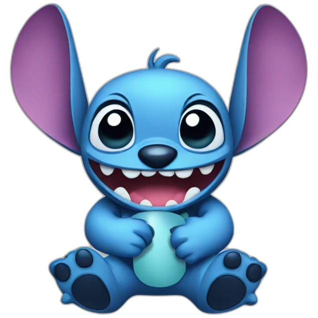 Stitch with a phone emoji