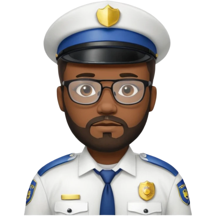 Police officer with glasses and beards(white uniform) black man emoji