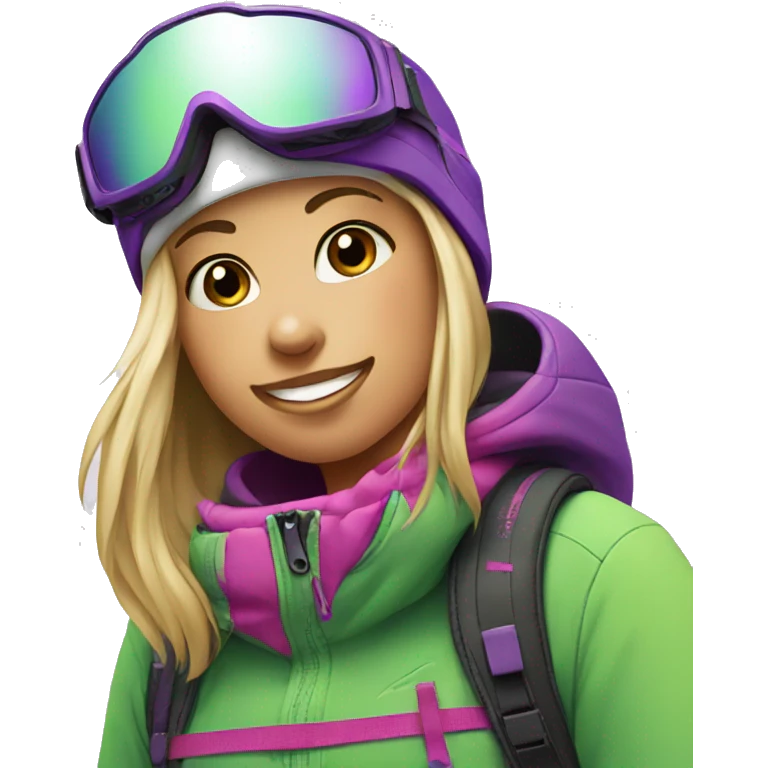 Snowboard girl pink green purple  emoji