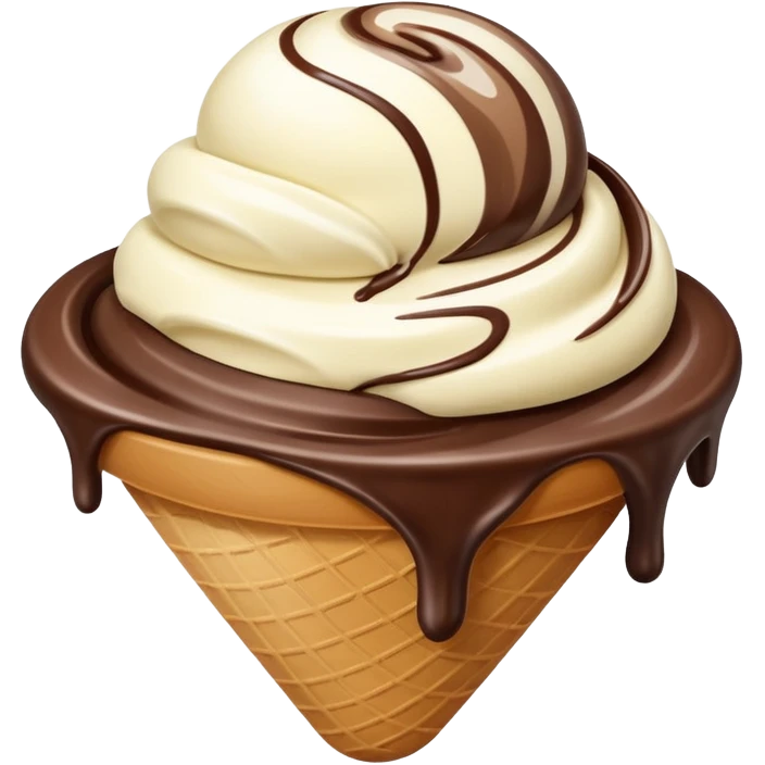 melted white and dark chocolate ice cream emoji