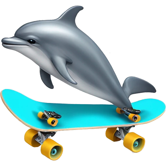 Bottle nose dolphin on a skateboard emoji