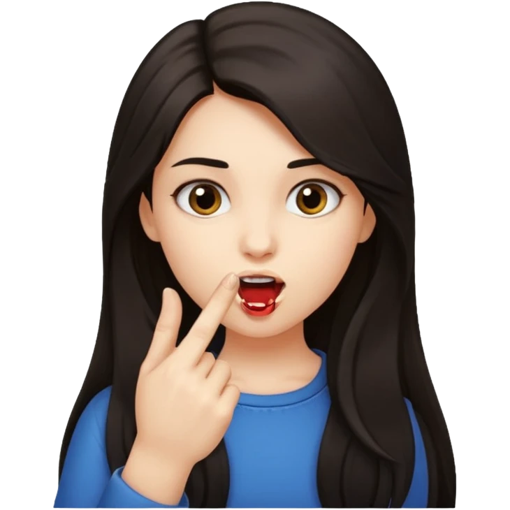 Una chica que tenga una cara y que se muerda el dedo índice  emoji
