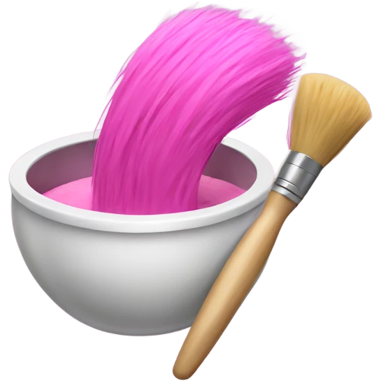 Pink hair dye bowl and brush emoji