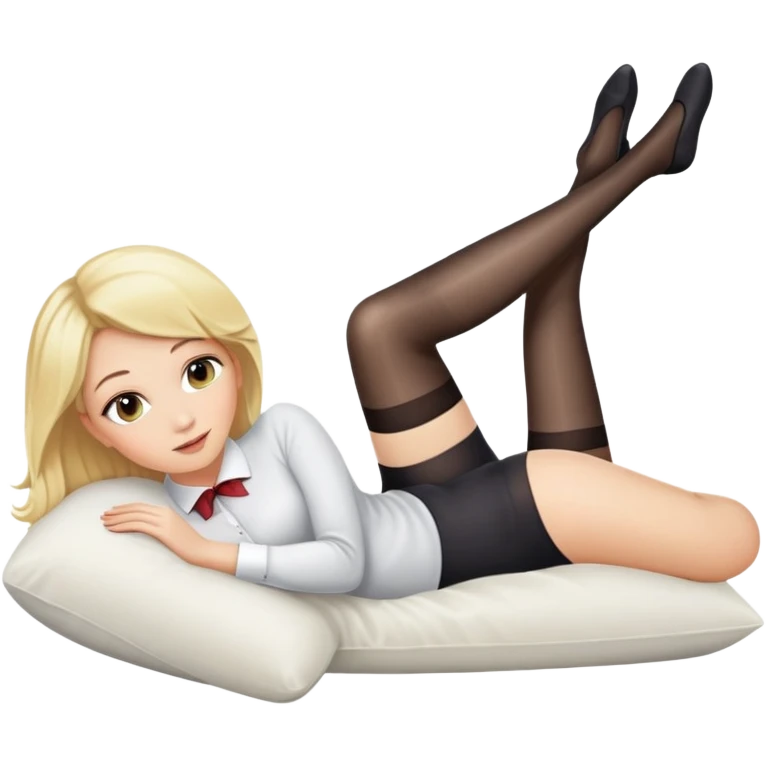 Blonde in stockings, lying down emoji