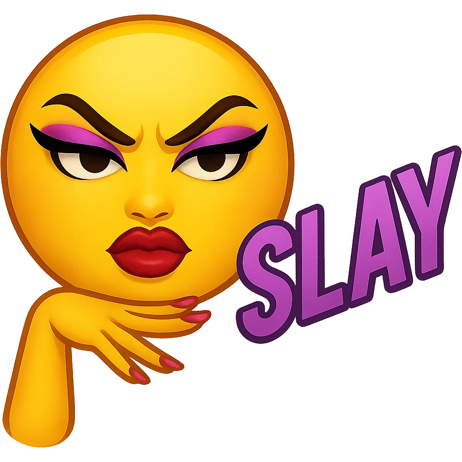 slay emoji, trendy and fierce, no background emoji