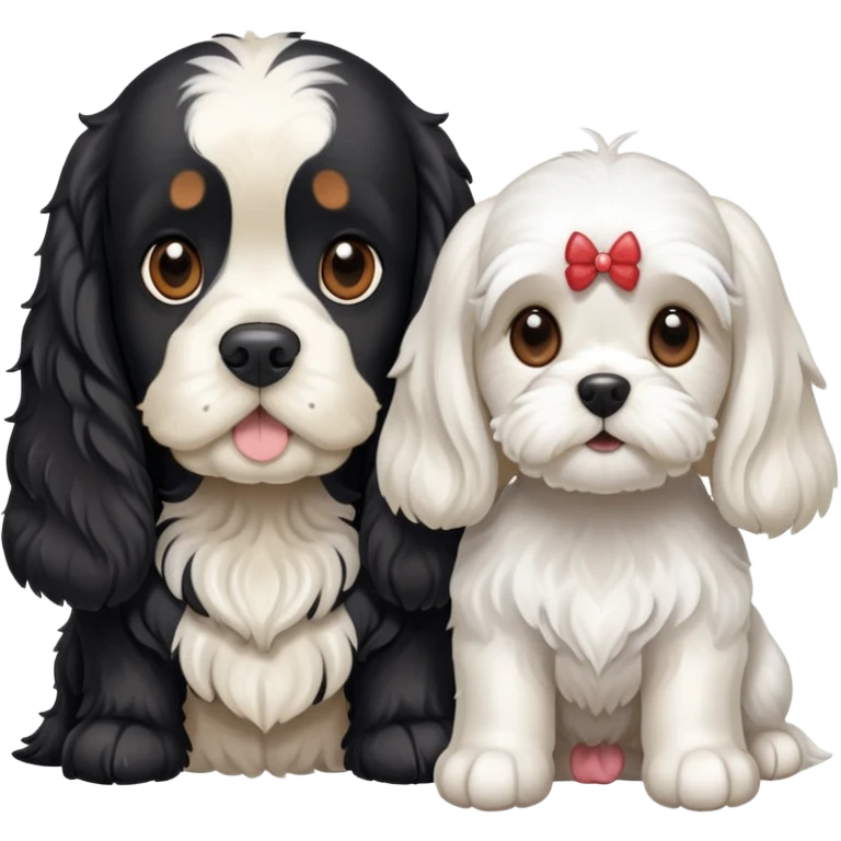 Cocker preta e uma maltês  emoji