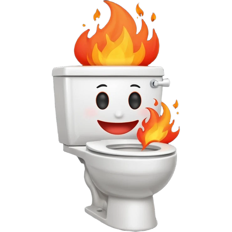 A smiling toilet with fire coming from its bowl emoji