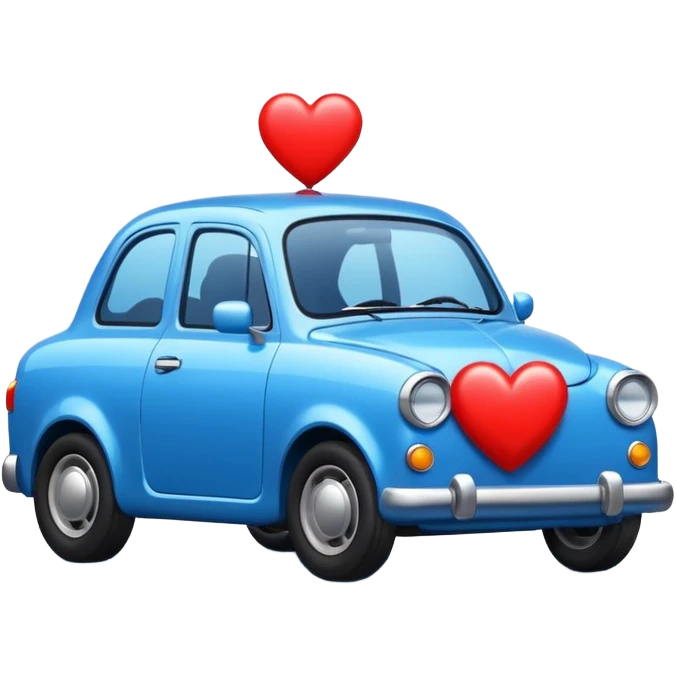 Blue car with heart emoji