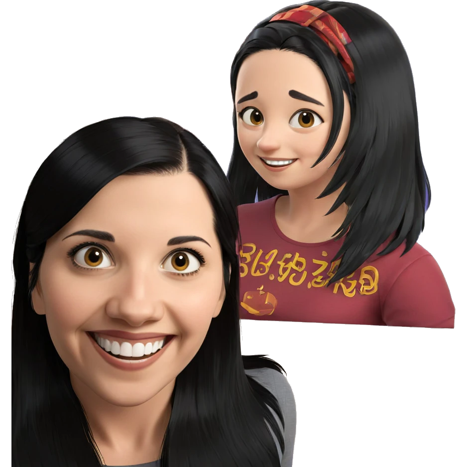 smiling girl with black hair emoji