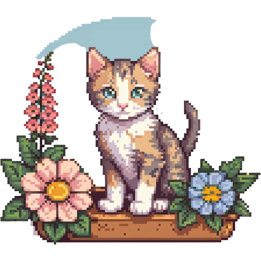 Kitten and flowers emoji