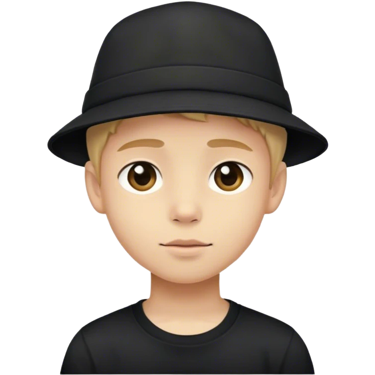 serene boy in hat black shirt emoji