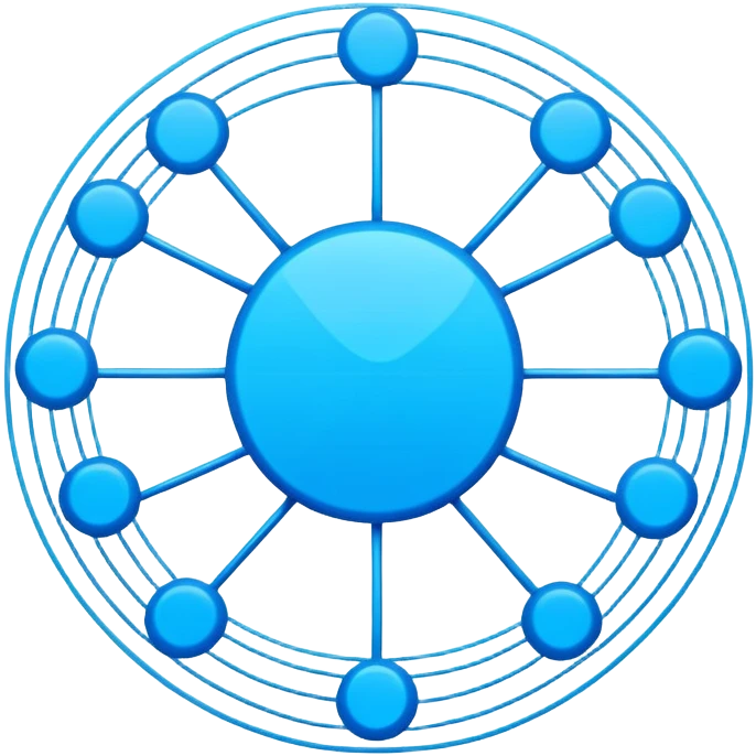 network in a circle form with boxes at intersection points emoji
