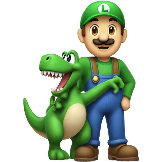 Luigi holding a dinosaur  emoji