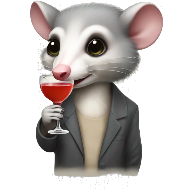 Opossum holding a martini emoji