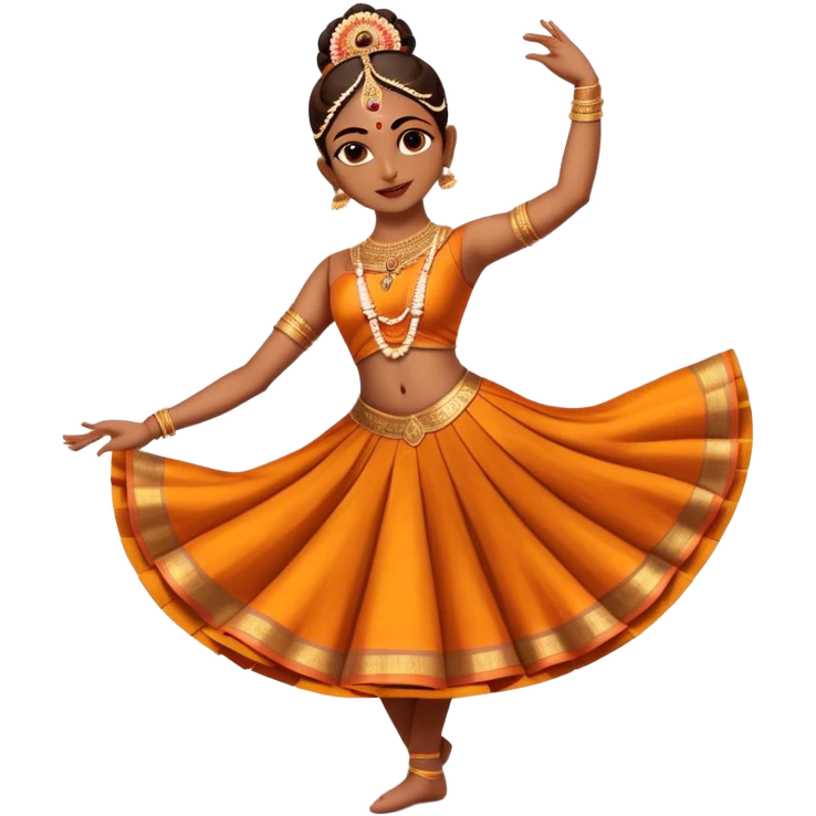 cinematic-realistic-bharatanatyam-dance-emoji,-depicted-as-an-elegant-classical-indian-dance-performance-with-graceful-poses,-intricate-costumes,-and-expressive-hand-gestures,-rendered-with-rich-textures-and-warm-dramatic-lighting, single dancer emoji