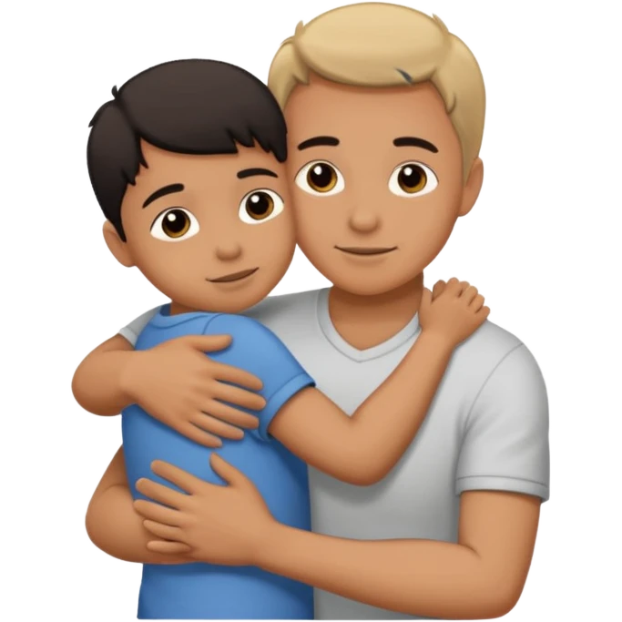 adult silhouette hugging a small child silhouette inside emoji
