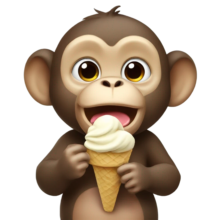 Baby monkey eating ice cream emoji