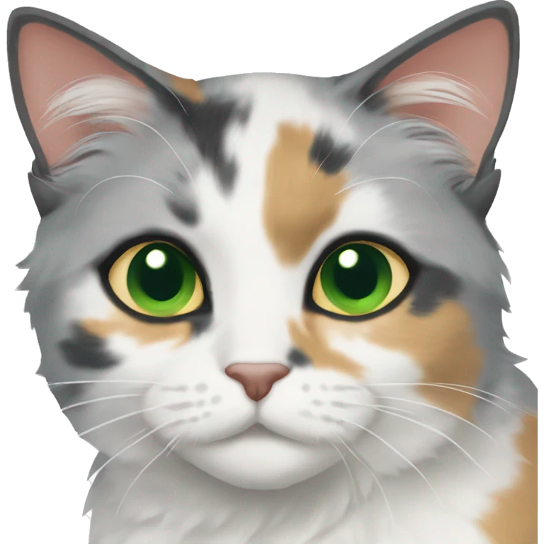 Dilute calico green eyes layiny emoji