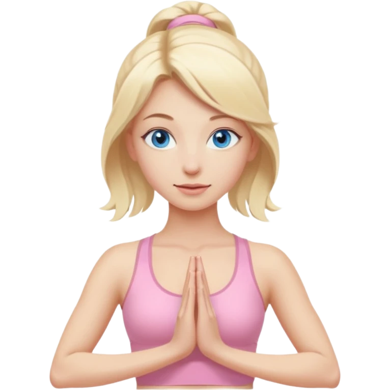 Blonde, blue eyed, yoga woman, light pink clothes, high definition  emoji