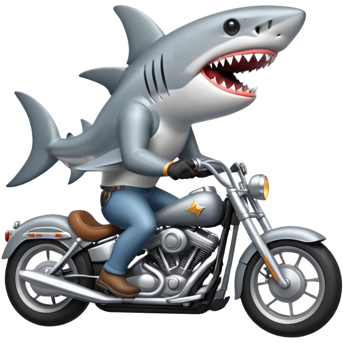 Shark riding a Harley.  emoji