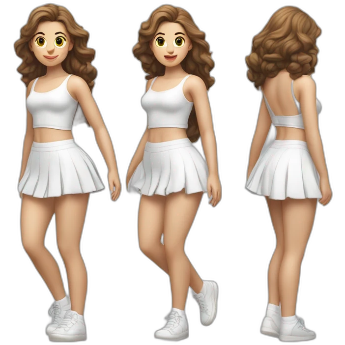 hyperrealistic-full-body-caucasian-curvy-beauty-jumping-small white-skirt-back-and-front-views-strong-wind-white knickers white socks emoji
