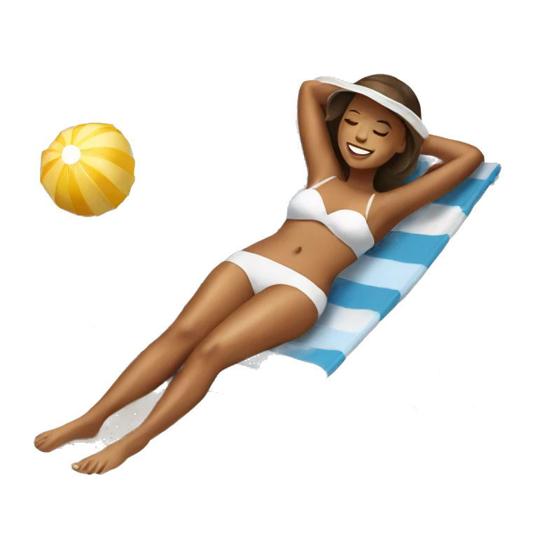 Girl tanning on beach emoji