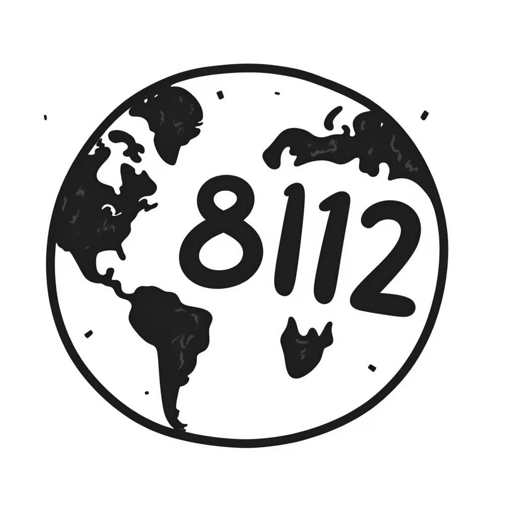 Earth globe with continents shaped like 812 and large, prominent "812" text label on the globe emoji
