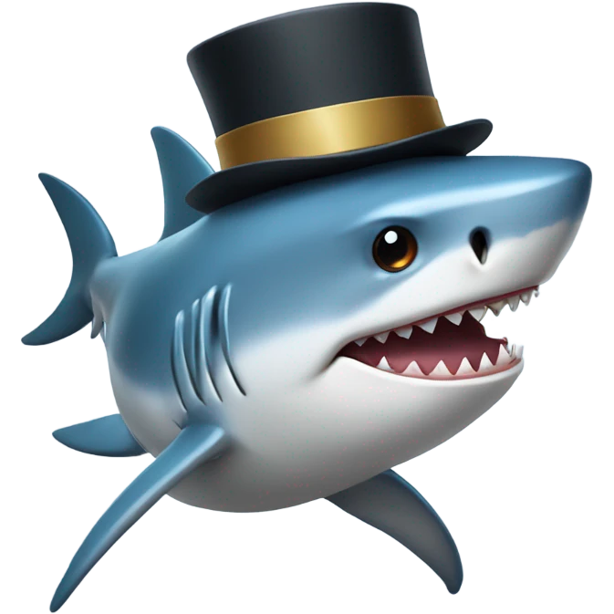Shark with a top hat emoji