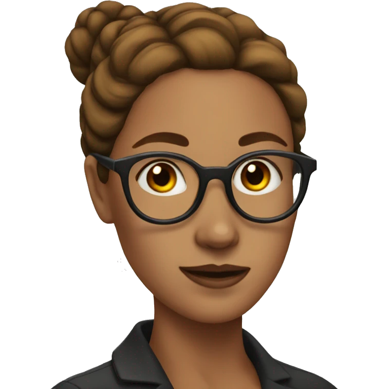 woman with glasses and freckles, with brown bun emoji