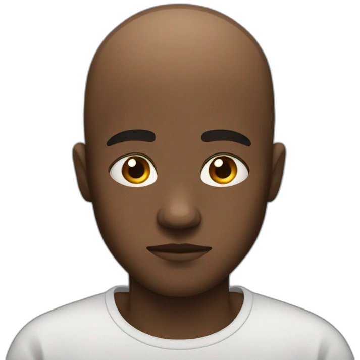 black man sad without hair emoji
