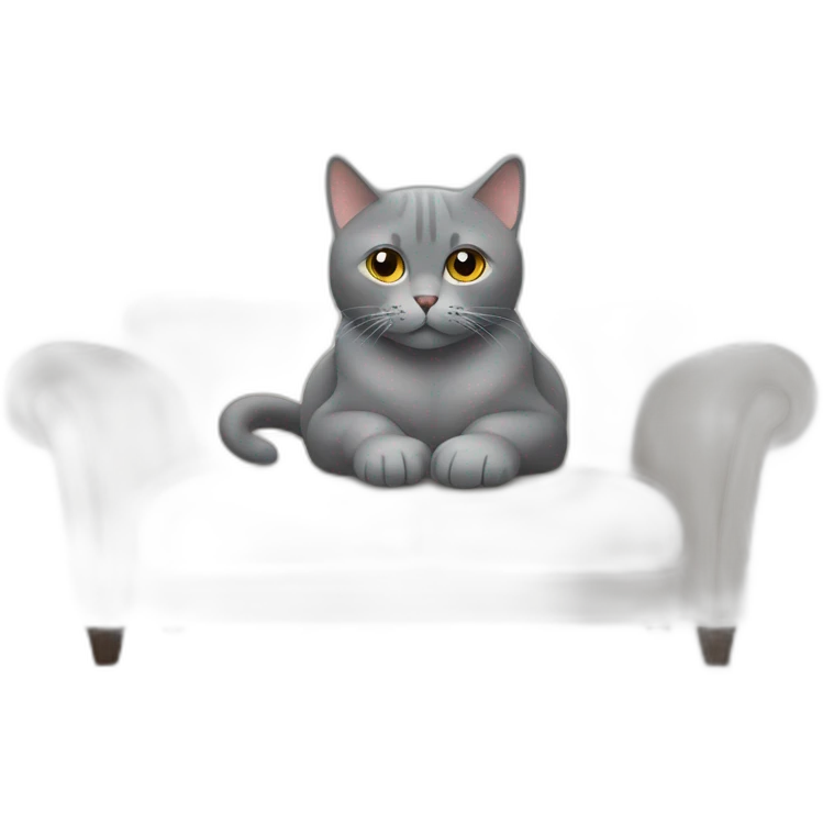 A grey British cat is sitting on the back of the sofa emoji