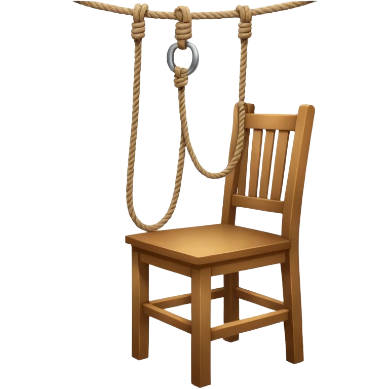 Rope tied up in a noose above a chair emoji