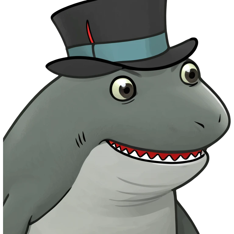 Shark with a top hat emoji