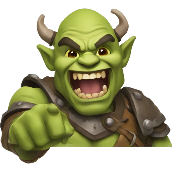 The orc laughs and waves his hand emoji