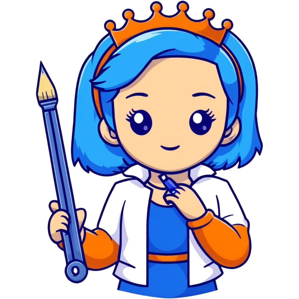 Evie from Descendants, blue hair, royal princess style, fashion designer emoji