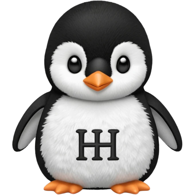 Adorable fluffy baby penguin plushy with the initials YH emoji