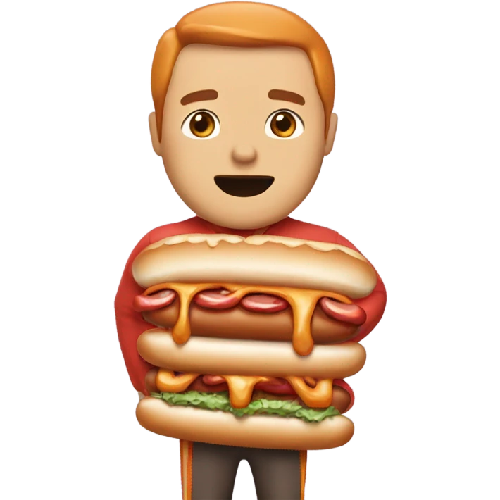 Man wearing a hotdog suit ￼ emoji