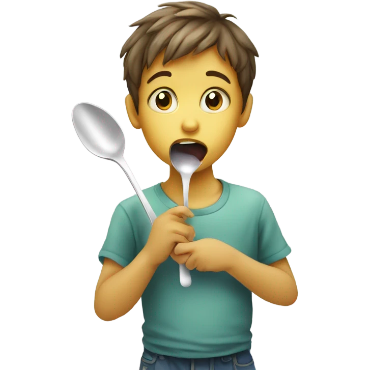 Kid smelling a spoon of sugar emoji