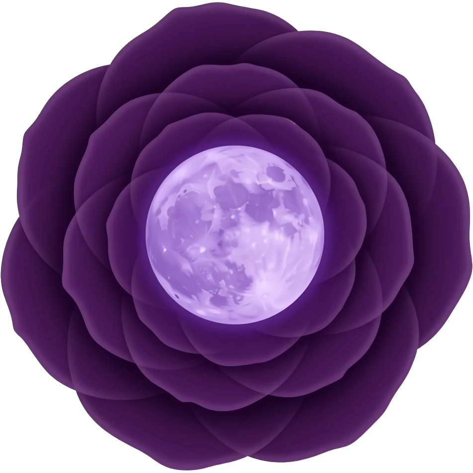 dark purple rose with a purple fullmoon inside emoji