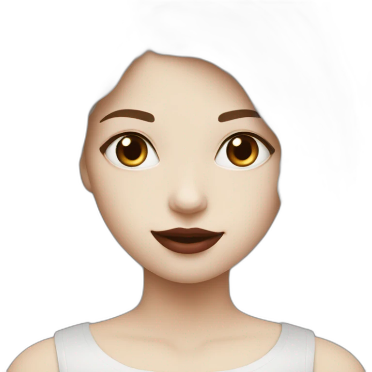 A big party women really white pale face with maroon hair she is short  emoji