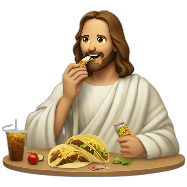 Jesus Christ eating tacos and cigarettes emoji