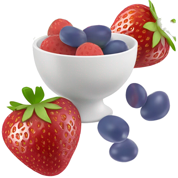 fruit yogurt bowl with strawberries and grapes emoji