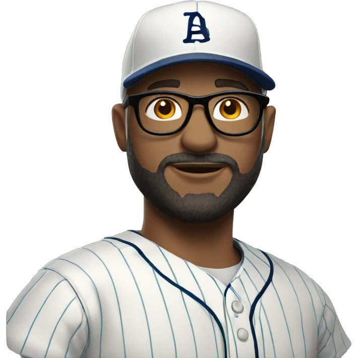 bald man with a base ball hat beard and glasses emoji