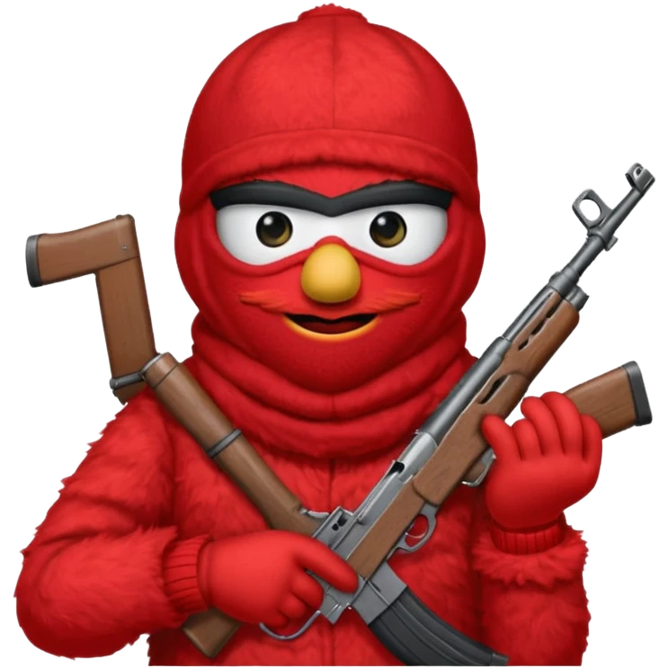 elmo with an AK47 and an bivak emoji