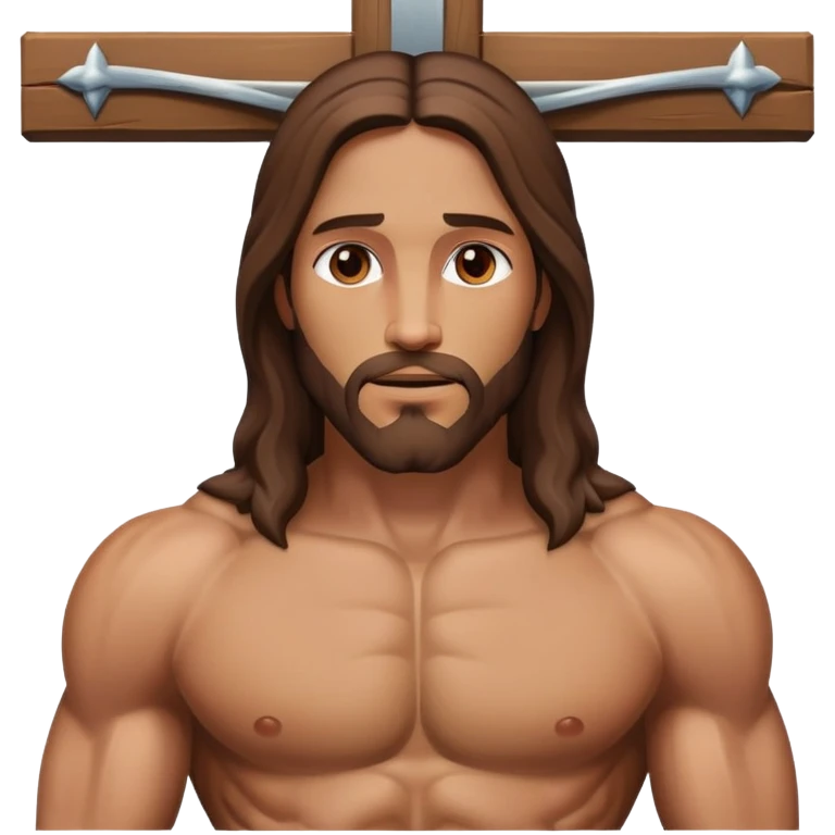 Brown Jesus hung on cross emoji