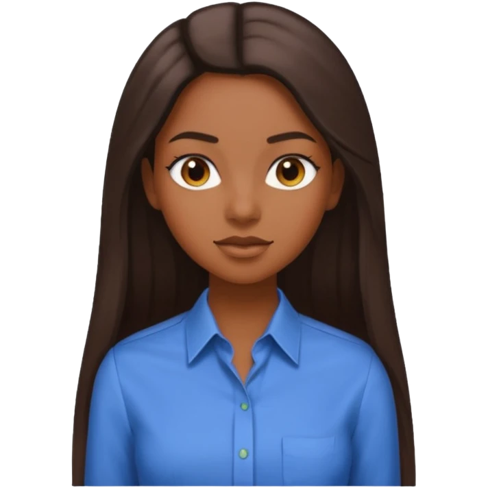 black girl working in colored formal shirt and long sleek hair emoji