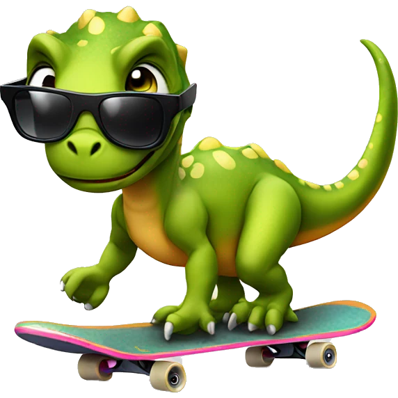 Dinosaur on skateboard with sun glasses  emoji