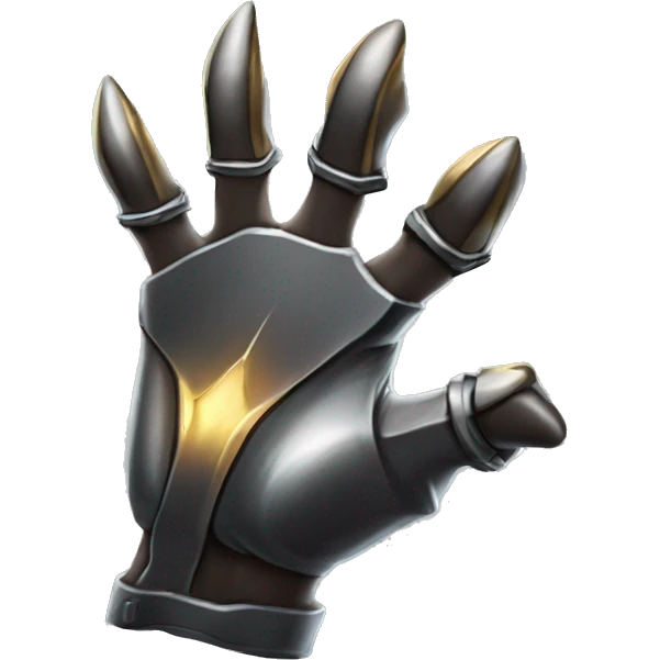"Three sharp, metallic claws extending from a fist, shining with a steel gleam against a dark background." emoji