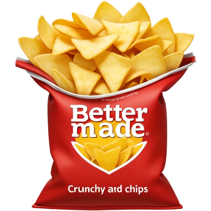 Red Bag of chips wording says “ Better Made” emoji